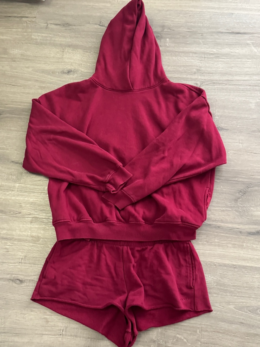 Garage Women's Burgundy Hooded Sweatshirt and Shorts Set